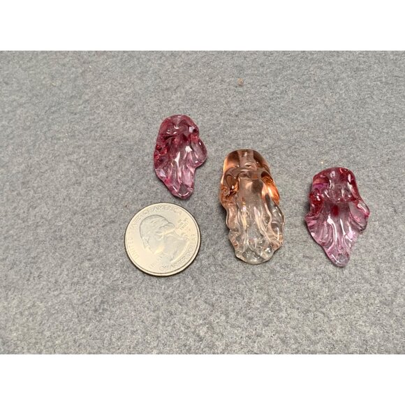 Colorful Lampwork Glass Leaf Beads - Pink Handcrafted for Jewelry Marking - Picture 8 of 8